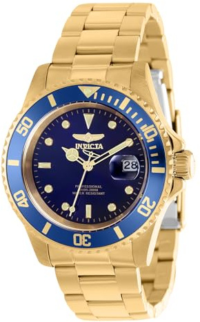 Invicta Pro Diver 37159 Herrenuhr – wasserdicht – Analog – Quarzuhrwerk – Edelstahl mit blauem Zifferblatt – 40 mm