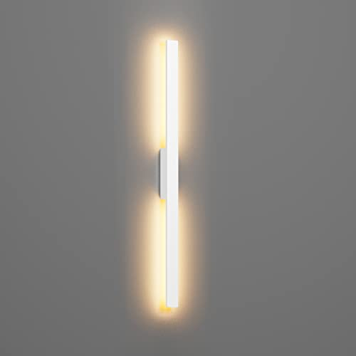 Klighten Lange Wandleuchte LED Aussen Innen 28W 1750LM, Außenwandleuchten Wasserdicht IP65 Aussenleuchte Wandlampe für Garten Terrasse Eingang Villa, 104cm, Warmweiß 3000K, Weiß