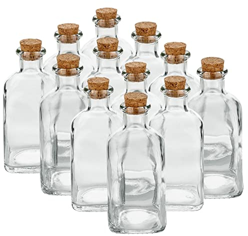 dszapaci 12x 120ml Glasflaschen mit Korken zum Befüllen - Leere Fläschchen für Likör, Öl, Essig