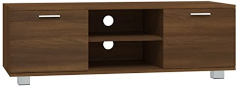vidaXL TV Schrank TV Möbel Lowboard Fernsehschrank TV Tisch Beistellschrank HiFi-Schrank mit 4 Fächern Braun Eichen-Optik 120x40,5x35cm Holzwerkstoff