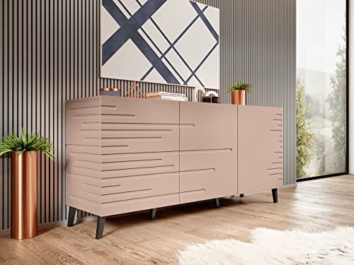BB Loisir Cassettiera portaoggetti mobile universale rosa antico 155 x 72 x 40 cm Novak su gambe