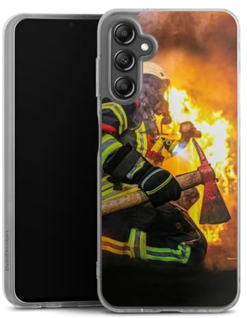Silikon Hülle kompatibel mit Samsung Galaxy A 14 5G Case transparent Handyhülle Feuerwehr Feuer Lebensretter