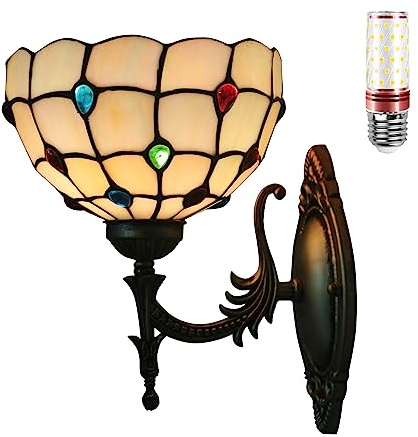 Uziqueif LED Wandleuchte innen,12W Wandlampe, E27 Wandlampen aus Glass für Schlafzimmer Wohnzimmer Garage Veranda Flur