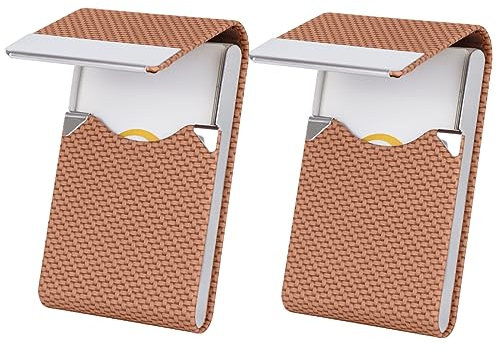 2 Stück Visitenkartenetui, Professionelles Kartenetui, Kartenetui Damen aus Metall, Business Card Holder mit Magnetverschluss, Leder Visitenkarten Aufbewahrung für Herren Damen