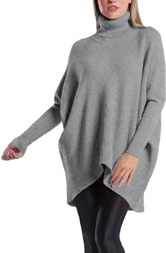 PEKIVESSA Oversized Langer Rollkragenpullover Damen länger