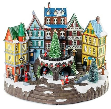 Villaggio Natalizio Luminoso con Musica, Paesaggio di Natale Decorativo, Casa Natalizia con Luci e Canzoni Illuminazione a LED Babbo Natale Idea Regalo (House)