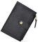 DEARBAG Portefeuille Femme Cuir, Porte Monnaie Mini Porte Cartes, avec Fermeture éclair, avec 6 Emplacements de Carte, éclair Poche à Monnaie, Porte Carte de Credit Cuir, 14 * 9 * 0.5cm (Noir)