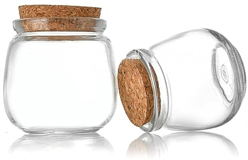 LPAMABA 10 Pièces Verre Bocaux avec Couvercles en Liège 100ml Bocaux à Yaourt en Verre Bocal Crème avec Couvercle Petit pot en Verre Avec Autocollants et Stylo Pour Confiture de Pudding, Yaourt