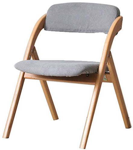 Klappbarer Bürostuhl Aus Massivem Holz, Einfacher Und Tragbarer Esszimmerstuhl, Bequemer Konferenzstuhl Mit Rückenlehne (Color : Grey, S : 52.5 * 60 * 78.5 cm)