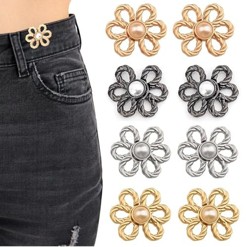 8 Sets Stücke Knöpfe Hosen Enger Machen,Hosen Enger Machen Clip,Hosenknopf Zum Enger Machen,Hosenbund Enger Machen,Hosenknöpfe Zum Stecken,Hose Enger Machen,Kleidung Verstellbare Taille Schnallen