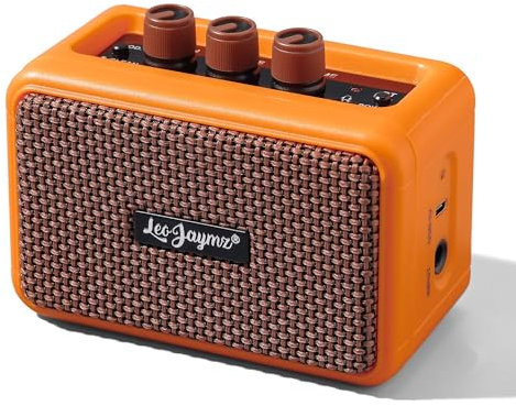 Leo Jaymz Compact & Portable 5W Dual Speaker BT Wireless Guitar Amp - Rechargeable Battery, Clean/Overdrive Modes, Headphone Jack, Ideal for Practice & Performance (Orange)