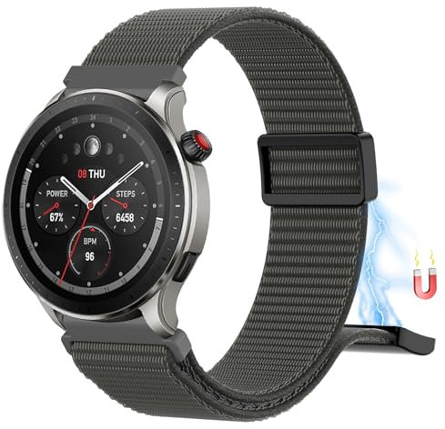 TOPsic Cinturino Compatibile con Amazfit Bip 5/Amazfit Balance, 22mm cinturino elasticizzato nylon fibbia magnetica regolabile cinturino per Amazfit Cheetah Pro/Watch 4 Pro/