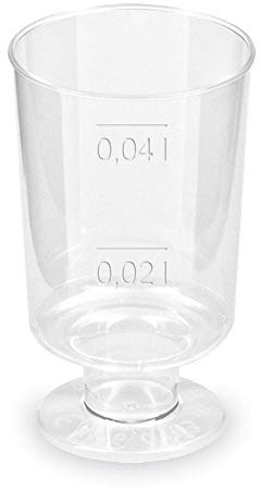 VEPATIM 200 Schnapsglas mit Fuß Premium glasklar Shotgläser mit Eichstrich 2cl/4cl