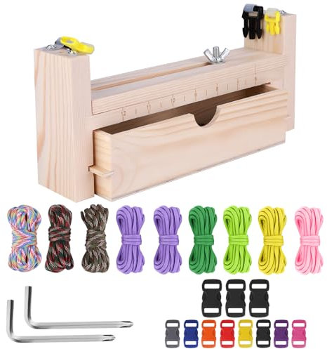 BTBHIHO Armbandherstellungs-Set, Paracord-Clips aus Holz mit 10 Paracord-Seilen und 10 Schnallen paracord clips armbandherstellung, DIY-Schmuckherstellungs-Set für Kinder