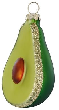 Christbaumschmuck Glas 7,5cm - Avocado Figur zum Aufhängen - handbemalt - Weihnachtsbaum Anhänger für Weihnachten - Christbaumanhänger & Weihnachtsbaumschmuck - Essen Frucht Grün