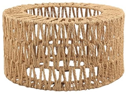 1Pc Woven Rattan Pendant Lamp Chandelier Cover Paper Rope Natural Lampshade Wicker Pendant Light Shade for Livingroom