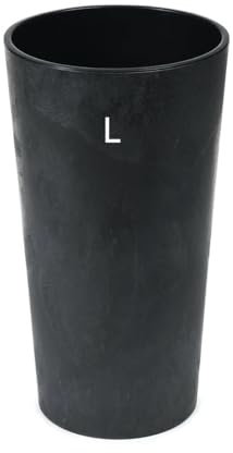 Pot de fleurs rond - Effet béton - Avec insert amovible - Noir - Taille L - 47 cm