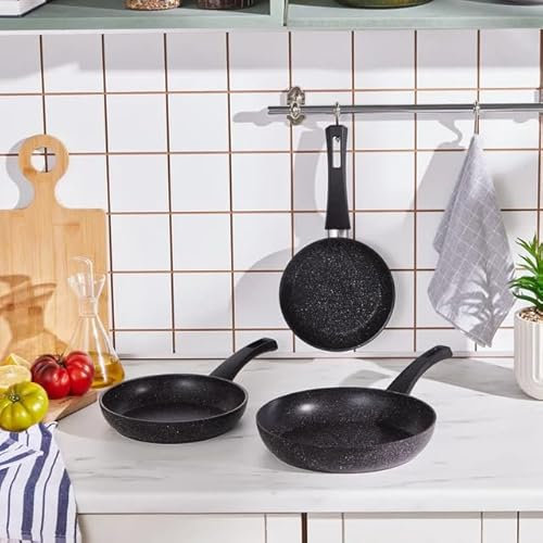 Karaca Biogranite Dide Lot de 3 poêles à induction Noir
