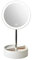 Jeenuuder Portable LED Makeup Mirror USB Recharge Makeup Mirror Storage Base Beauty Desktop Make Up Mirror (Creamy White)