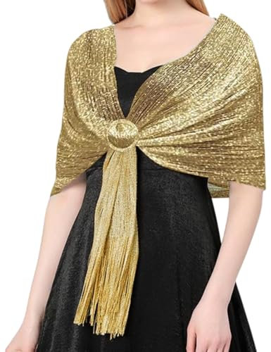 TUONYIS Stola für Abendkleid Glitzer Abendkleid Damen Funkelnde Metallische Tücher und Schal Clip Festlich Abend Glitzer Metallic Schal Schals für die Abendparty Formale Kleider Hochzeit Brautjungfer