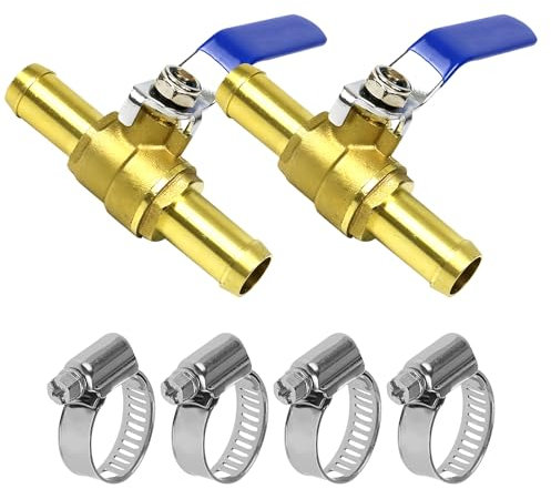 Bordeag 2 Stück Absperrkugelhahn, Kugelhahn Absperrventil Messing Kugelventile Rohr Kugelhahn 19mm Schlauchstutzen Schalter Mit Schlauchklemmen, Ventile Barb Kugelhahn Schlauchtülle
