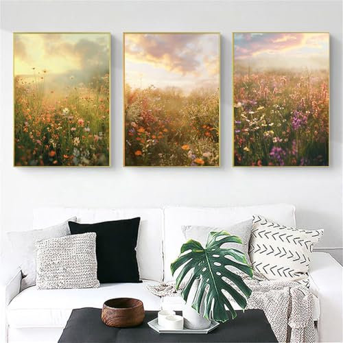 Uixxducc 3er Set Vintage Nature florale botanische Landhausstil Leinwand Bilder, Rustikale Botanische Kunstdrucke Poster für Wohnzimmer Schlafzimmer Dekor Ohne Rahmen (21x30cm)