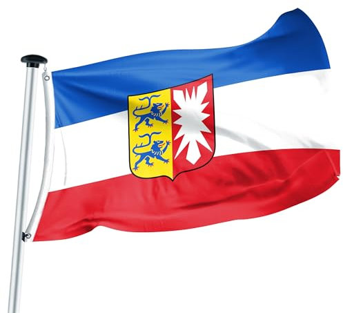 FLAGLY Premium Flagge Schleswig-Holstein – MADE IN GERMANY - mit oder ohne Wappen – hochwertige Flagge in verschiedenen Größen & Formaten (Hochformat & Querformat) – witterungsbeständig