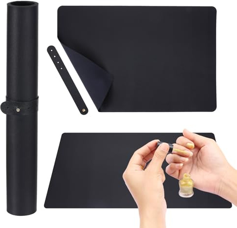 HJZHII Tapis de table pour nail art, repose-ongles pliable en cuir synthétique souple, coussin repose-main pour manucure, coussin d'entraînement pour manucure et maquillage (noir)