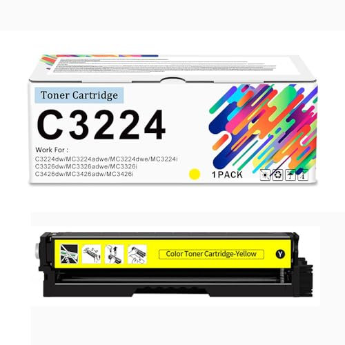 C3224 Tonerkartuschen Für Lexmark C3210k0 C3210C0 C3210M0 C3210Y0 Für Lexmark C3224dw MC3224adwe MC3224dwe MC3224i C3326dw MC3326adwe MC3326i C3426dw MC3426adw Drucker (Kein Chip),Yellow-1 Pack
