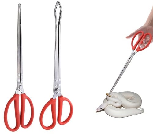 QoTang 2 pinze per mangimi rettili, 38 cm, per serpenti, pinzette extra lunghe, antiscivolo, per tartarughe, lucertole, rana