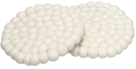 PATIKIL Juego De 2 Portavasos Redondos De Fieltro De Lana, Portavasos Absorbente Y Adorable para Bebidas Decoración De Mesa Hecha A Mano para Bar Hogar Oficina Restaurantes, Blanco
