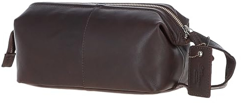 Ashwood Men’s Vintage Leather Washbag - Full-Grain Distressed Toiletry Bag - Travel Dopp Kit with Zip Compartments - Stylish Grooming Organizer for Men's: Q-47 (Brandy)
