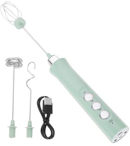 Healifty Espumador De Leche Eléctrico Portátil Recargable, Mini Batidora De Mano Verde, Varilla Espumadora Inalámbrica, Para Café y Huevos, Uso Doméstico y Viaje