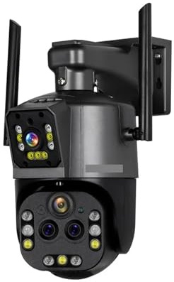 DIGNIFE Surveillance Camera, 8K Camera Outdoor 20X Zoom Four Lens Dual Screen Security Cam PTZ CCTV Monitor Auto Tracking Surveillance Camera(8K 20xZoom Add 128G)