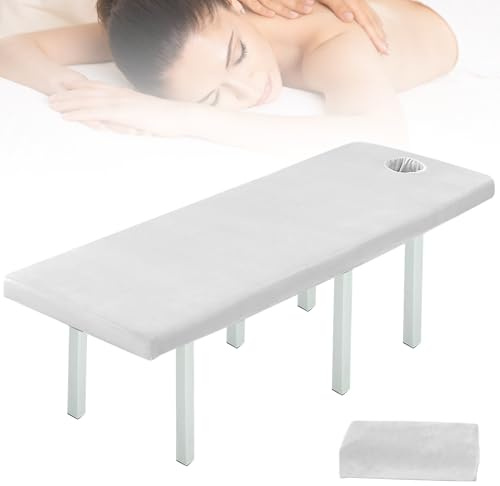 Bezug für Massageliege: 80 x 190cm Spannbezug für Massageliege Ölresistent, Waschbare Beauty Bettbezug mit Loch, Elastisches Massagetische Bezug für Kosmetik-Tische, Spa, Therapie-Bänke