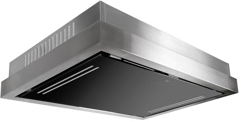 GURARI Deckenhaube GCH C 343 IS 120 BL PRIME Einbau Umluft Dunstabzugshaube 120 cm • Edelstahl-Schwarzglas-Design, Umlufthaube • Ionisierung • 1000 m³/h • Touch-Control • Fernbedienung