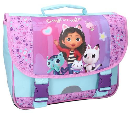 GABBY's DOLLHOUSE et la Maison magique - Sac à dos pour enfants | école | maternelle - Couleur bleu et violet - dimensions 33 x 38 x 12 cm