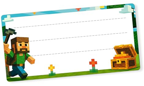 itenga 40x Buchetiketten Heftetiketten 9x4,5cm I Schulheft Etiketten I Namensschild beschreibbar selbstklebend Aufkleber aus Haftpapier (Blockgame Pixel)