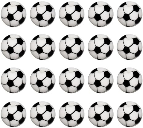 20Pcs 15MM Silicone Football Sports Beads Bulk Round Soccer Ball Shaped Beads for Keychain Bracelet Necklace DIY Crafts