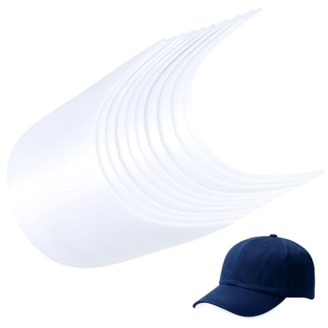 CRASPIRE 10Pcs Baseball Cap Visor Insert White Plastic Hat Brim Inner Support Stand Bump Stiffener Caps Holder Tennis Replacement Liner Shaper Accessories for DIY Craft Sewing Sun Hats Supplies Making