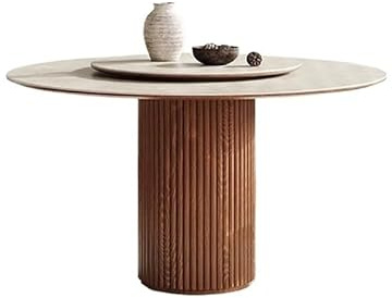 MIROOOO Couchtisch, nordischer Holztisch, rund, für Zuhause, Esszimmer, modern, schlicht, Retro, Steinplatte