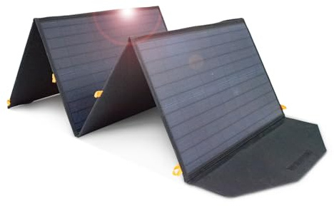 FlexSolar Chargeur de panneau solaire pliable 120 W Sortie CC 20-28 V CC | Panneaux solaires de secours pour camping, camping-car et maison - Compatible avec les stations