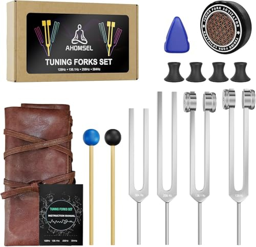 Tuning Forks for Healing (128Hz, 136.1Hz, 256Hz, 384Hz), Weighted & Unweighted, Frequency Healing Device for Chakra Adjustment, Meditation, Yoga - Ideal Spiritual Gifts for Women