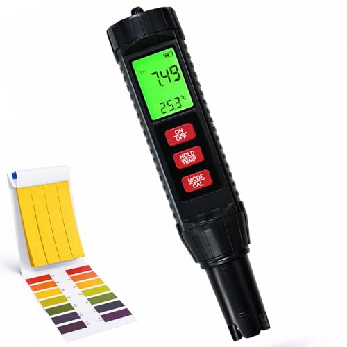 Digitales pH Chlor Messgerät Pool, Pool Wassertester, Größerer Bildschirm, 7 in 1 pH Salz Chlor ORP EC TDS Temperatur Tester Hochpräzision für Trinkwasser, Schwimmbad, Aquarium, Hydroponik, Spa
