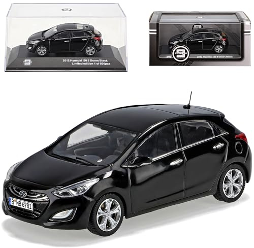 alles-meine.de GmbH Hyundai I30 5 Türer Schwarz 2. Generation GD Ab 2011 1/43 J-Collection Modell Auto mit individiuellem Wunschkennzeichen