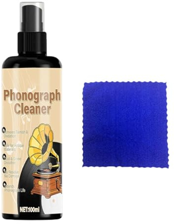 Record Maintenance Fluid, 100ml Vinyl Cleaner, Album Stain Remover with Soft Cloth, Music Preservation Spray with Easy Application, Audio Accessory for Safe Design, Boys and Girls Gadget for Teens