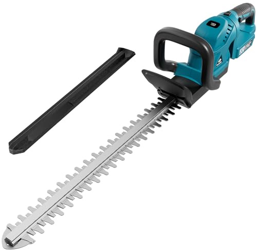 58cm Akku Heckenschere für Makita-18V Akkus, Akku-Strauchschere mit Bürstenloser Motor, 180° Drehbarer Griff, Batterieanzeige, 17 mm Zahnabstand (Ohne Akku)
