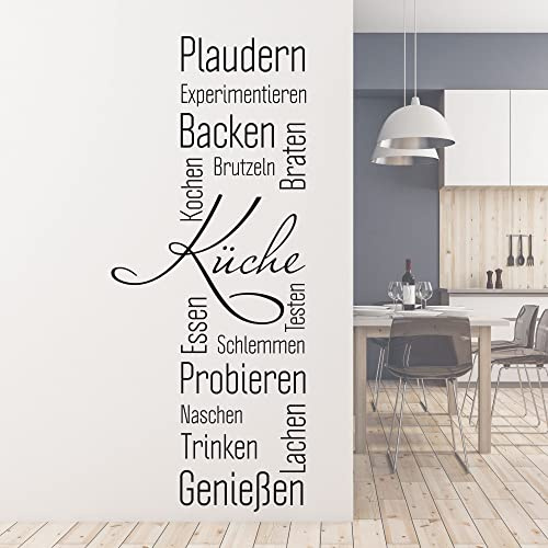 GRAZDesign Wandtattoo Küche Sprüche Plaudern | Küchenaufkleber selbstklebend - 122x50cm / 070 schwarz