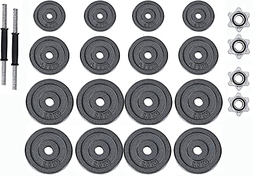 Viper 30KG Cast Iron Dumbbell Plate Set – Biceps Bodybuilding, Weight Lifting, Fitness & Home Gym Equipment for Strength Training & Muscle Building