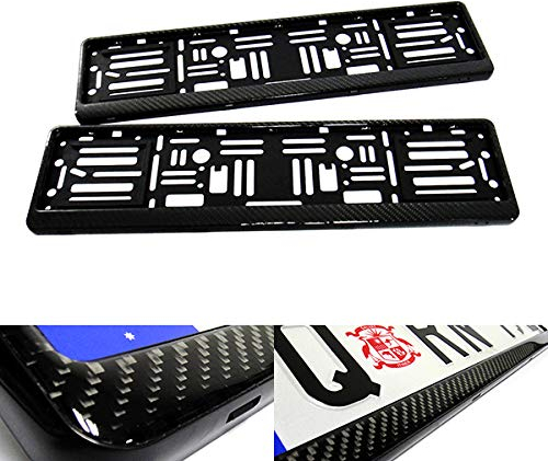 2x Black Genuine Carbon Fibre Fiber UK EU Car Licence Registration Number Plate Holder Surround Frame